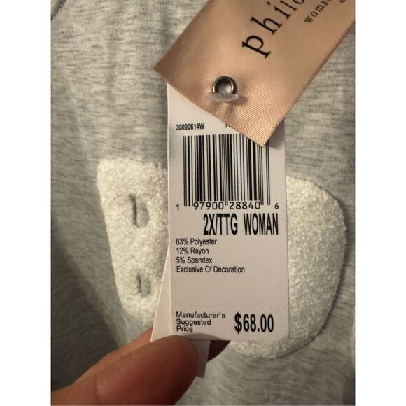 NWT philosophy Boo Sherpa fleece pullover crewneck sweatshirt plus size 2xl xxl - Picture 4 of 5